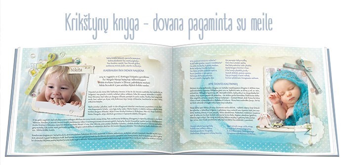 Krikštynų palinkėjimų knyga: viršelis, vidiniai lapai